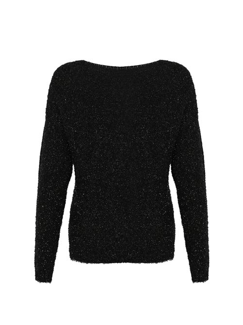 Maglia con scollo a barca lavorazione fil coupè Nero Alpha studio | AD-4450C2002